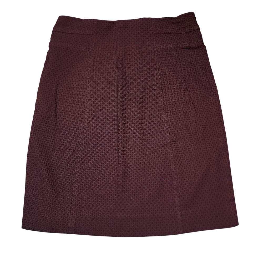 Tribal Mini Skirt‎ sz 2 Women Plum Burgundy Red Geometric Birdseye Stretch 26x18